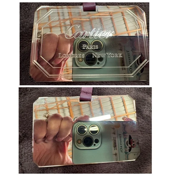 Cartier Rare Wine Leather crossbody with Cartier engraved Mirror EUC - Picture 9 of 12